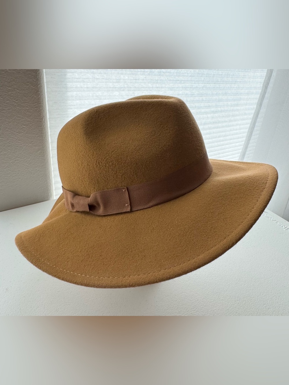 J.Crew Wool Felt Fedora Hat Camel Tan Wide Brim S/M